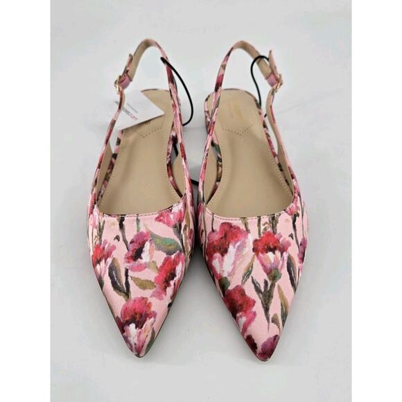 Floral Twee Liz Claiborne Sheba Slingback Pointed Toe Ballet Flats Shoe Sz 7.5 - Picture 2 of 9